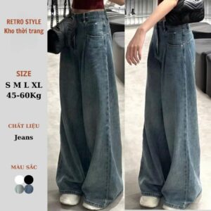 Xem ngay Quần jean xuông ly trước ống rộng đủ màu - Retrostyle