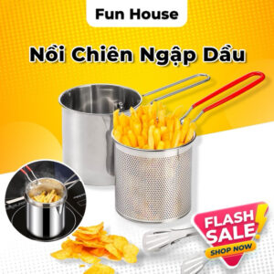 Xem ngay Nồi Chiên Ngập Dầu mini Dáng Dài Kèm Rổ Chiên Lọc Dầu Inox 2in1 Chống Rỉ Tiện Lợi Nấu Được Bếp Từ 1200ml