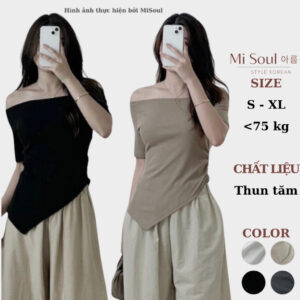 Xem ngay Áo Trễ Vai Bigsize Cổ Thuyền Vạt Nhọn Misoul, Áo Lệch Vai Tay Ngắn Chất Liệu Thun Tăm 194