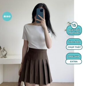 Xem ngay Áo kiểu trễ vai tăm thái cổ thuyền, áo kiểu bẹt vai, áo thun trễ vai cộc tay chất vải co dãn thoáng mát Miho House