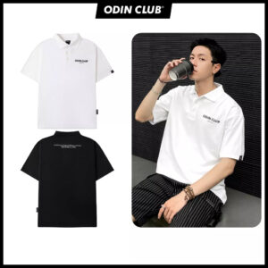Áo Polo ODIN Nam, Nữ Cổ Bẻ Tay Bo. Áo Phông UNISEX Local Brand Oversize Đen Trắng Chất Vải Cá Sấu