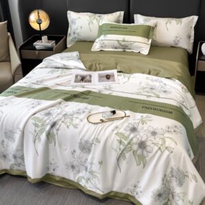 Bộ chăn ga gối lụa thái nhập khẩu cao cấp, chất liệu lụa thái mềm mịn, thoáng mát, chăn đã có ruột sẵn hàng