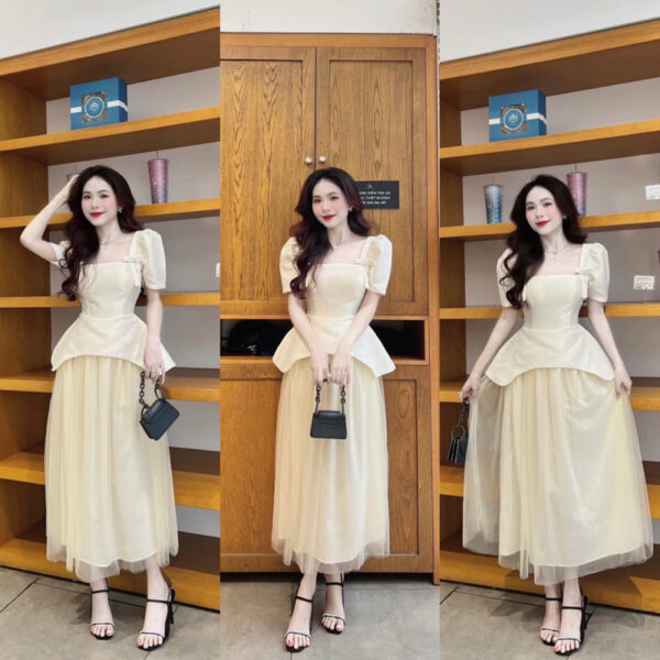 Đầm nữ dài đính nơ lưng
