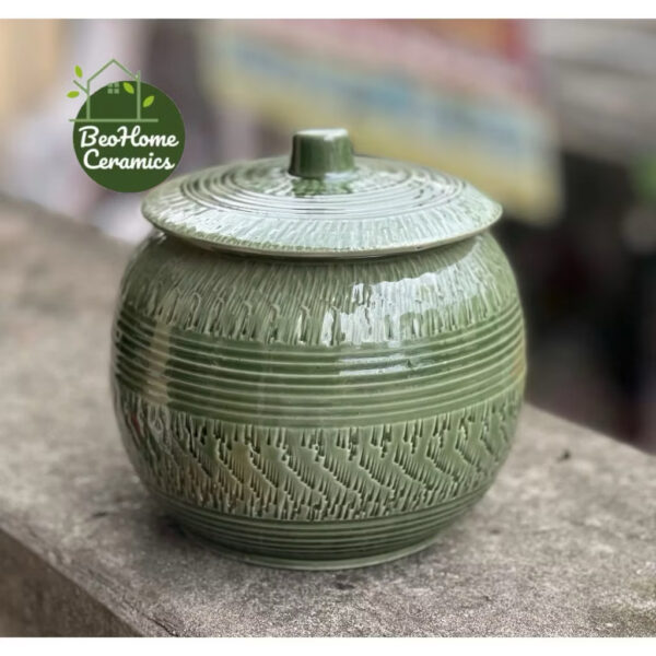 Hũ đựng mỡ bằng sứ